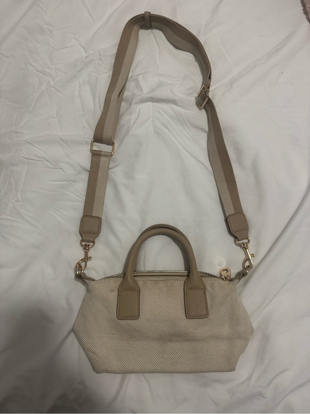 Universal Threads Beige Canvas Crossbody Satchel with Adjustable Strap